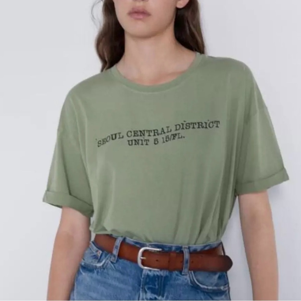 Zara Sage Graphic Tee size S